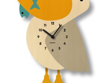 Horloge à pendule pélican - décoration de chambre d'enfants - décoration de plage - décoration de chambre d'enfant - horloge silencieuse - horloge pour enfants - fabriqué aux États-Unis - décoration côtière