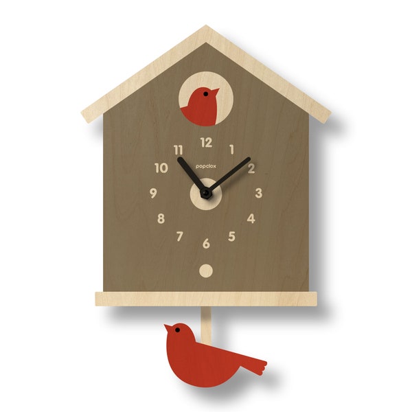 Horloge à pendule nichoir - décoration pour chambre d'enfants - 5 couleurs ! - Décoration boisée pour chambre d'enfant - horloge silencieuse - horloge pour tous les âges - fabriquée aux États-Unis