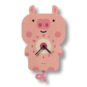Pig Pendulum Clock - Kids Room Decor - Farm Animals - Kitchen Decor - Rural - Clock for Kids - Animals - Made in USA