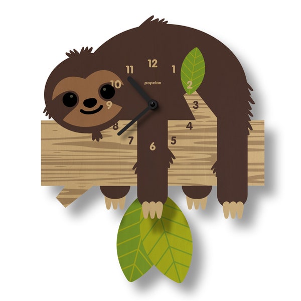 Sloth Pendulum Clock - Kids Room Decor - Gift for Newborns - Nursery Decor - Silent Clock - Clock for Kids - Cute Design - Zoo