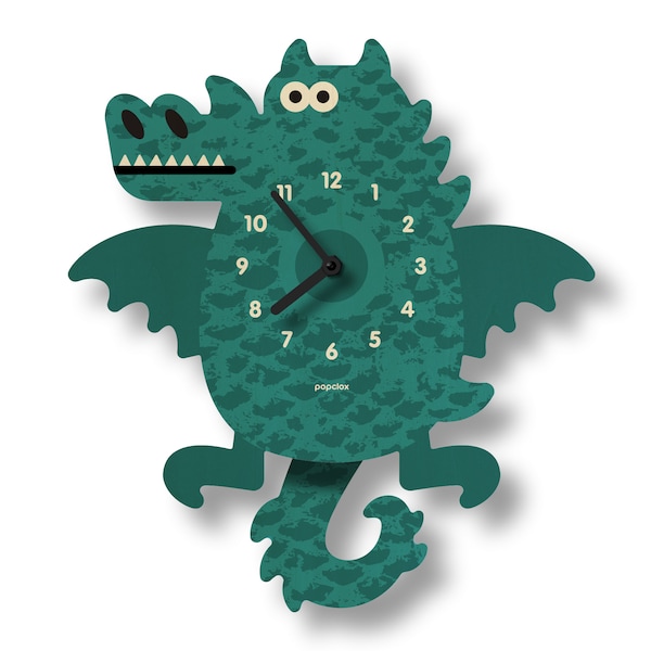 Dragon Pendulum Clock - Kids Room Decor - Gift for Newborns - Nursery Decor - Fantasy - Clock for Kids - Cute Design - Made in USA