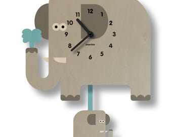 Horloge à pendule éléphant - Décoration de chambre d'enfants - Animaux de compagnie - Décoration de safari - Horloge silencieuse - Horloge pour enfants - Design mignon - Chambre d'enfant