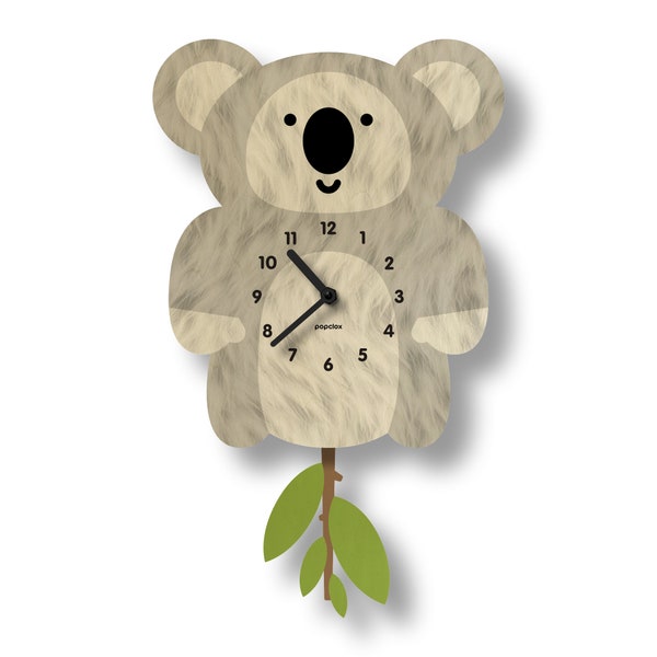 Koala Pendulum Clock - Kids Room Decor - Gift for Newborns - Nursery Decor - Silent Clock - Clock for Kids - Cute Design - Made in USA