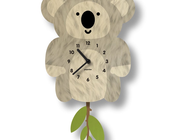 Horloge à pendule Koala - Décoration de chambre d'enfant - Cadeau pour les nouveau-nés - Décor de chambre d'enfant - Horloge silencieuse - Horloge pour enfants - Design mignon - Fabriqué aux États-Unis