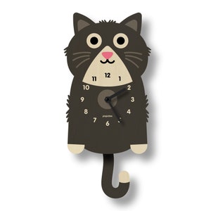 Kitten Pendulum Clock - Kids Room Decor - Nursery Decor - Silent Clock - Clock for Kids - Cute Design - Made in USA - Cat Decor
