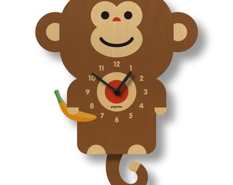 Horloge pendule singe - décoration de chambre d'enfant - cadeau pour nouveau-né - décoration de chambre d'enfant - horloge silencieuse - horloge pour enfant - design mignon - fabriqué aux États-Unis