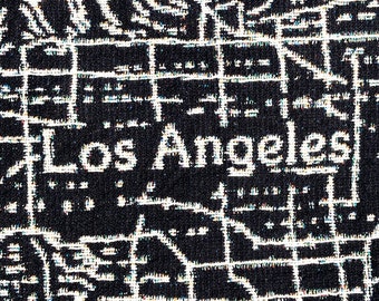 Los Angeles, California Black & White Map Blanket, 100% Cotton Woven Throw