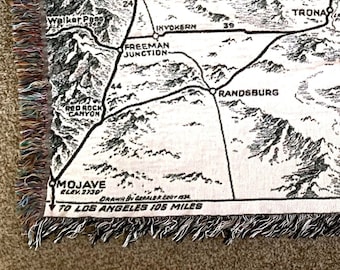 Death Valley, CA Black & White Map Blanket | 100% Cotton Woven Throw | Wall Hanging | Map Art | Couch Cover | Unique Textile Gift