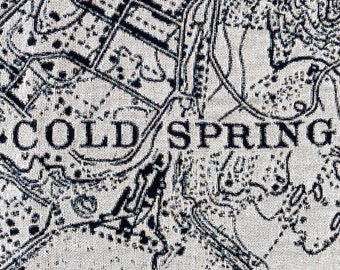 Cold Spring, NY Black & White Map Blanket, 100% cotton woven throw