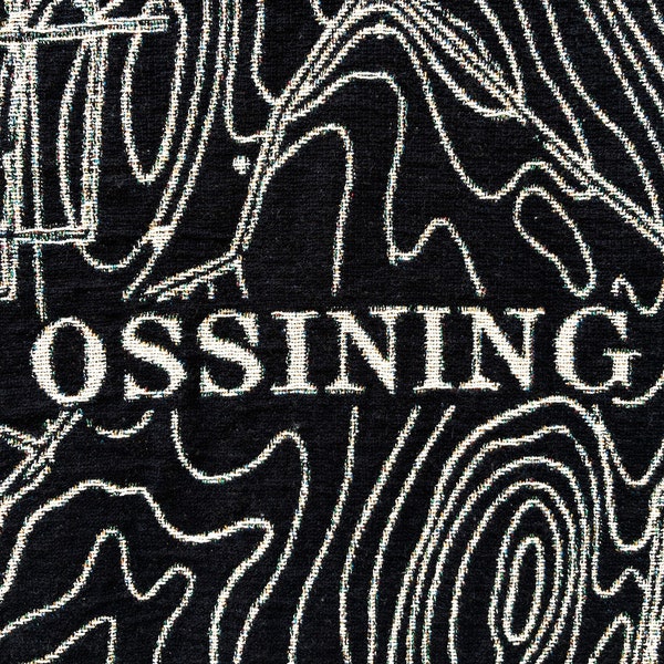 Ossining, New York Black & White Map Blanket | Hudson River | 100% Cotton Woven Throw | Wall Hanging | Map Art | Couch Cover