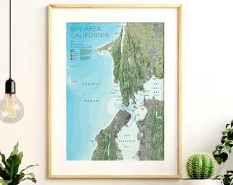 Bay Area, California map print | San Francisco | Oakland | Point Reyes | NorCal