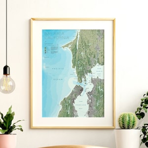 Bay Area, California map print, San Francisco, Oakland, Point Reyes, NorCal