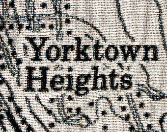 Yorktown Heights, NY Black & White Map Blanket ca. 1940s | 100% Cotton Woven Throw | Wall Hanging | Tapestry | Map Art