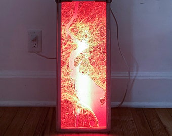 Commerce No. 1, Illuminated map art, Floor lamp, Low-pressure sodium lamp