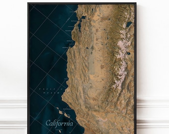 California map print | Southern California map | Northern California map | Hand-lettered Map