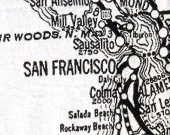 San Francisco, CA Black & White Map Blanket, 100% cotton woven throw