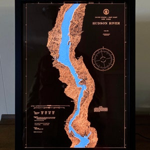 Hudson Valley, NY illuminated map, New York map, Hudson River art, Illuminated sculpture