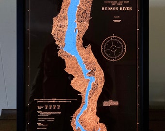 Hudson Valley, NY illuminated map | New York map | Hudson River art | Illuminated sculpture
