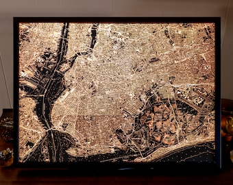 Illuminated Brooklyn & Queens Map: Vintage Topographic Art