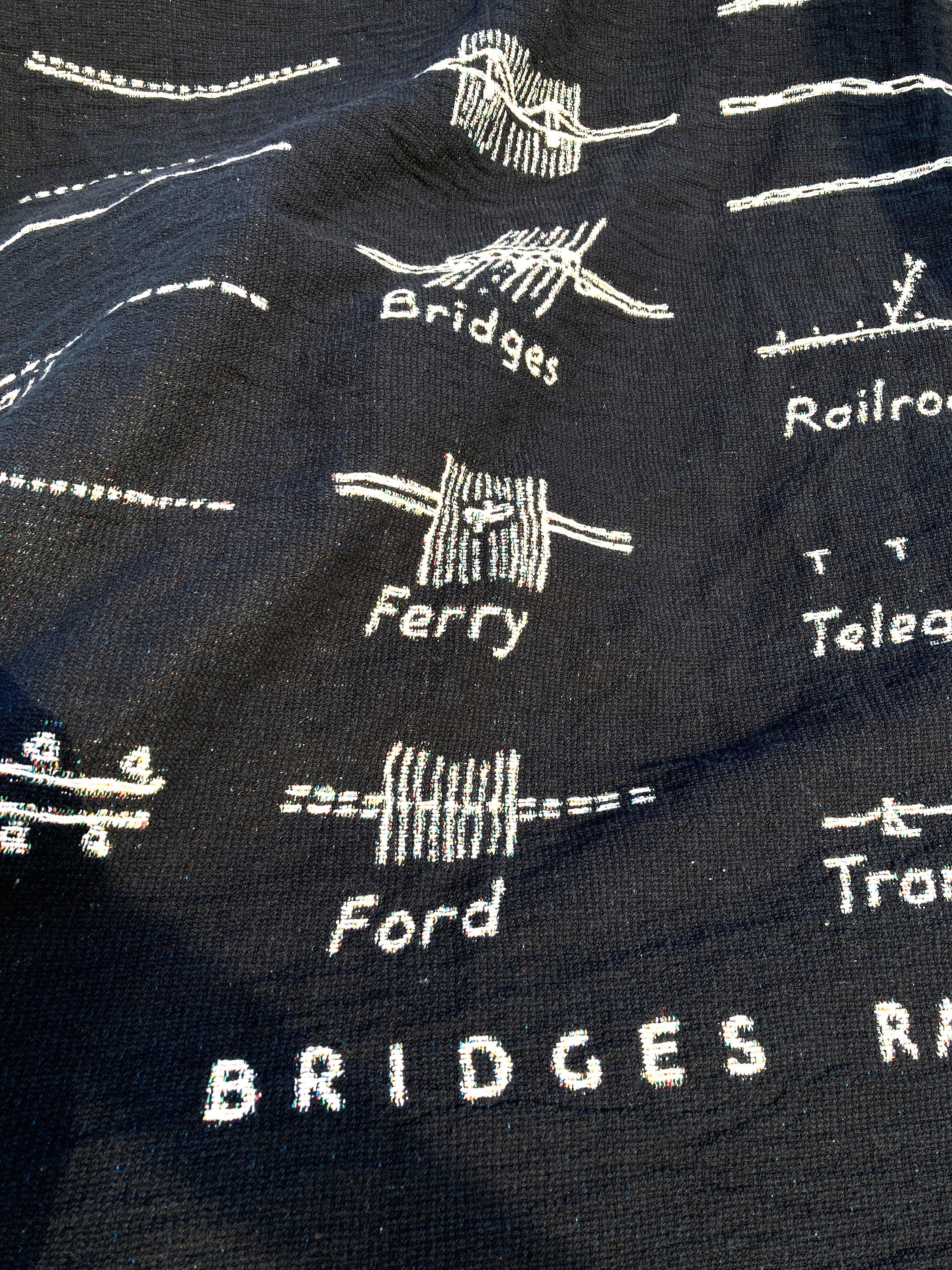 Map Key Black & White Map Blanket, 100% Cotton Woven Throw - Etsy