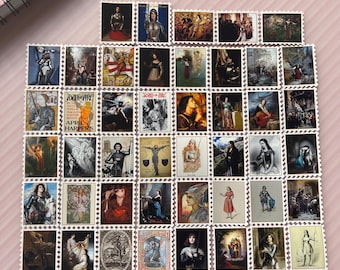 Medieval Heroines Stamp Sticker Pack 45PCS, Joan of Arc Stickers, Vintage Feminine Strength Art