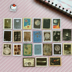 Galaxy Planet Stempel Aufkleber,Raumraum Reise Journaling Stempel Aufkleber,Universum Tagebuch Aufkleber,Mond Stern Aufkleber,Astronaut Crafting Aufkleber