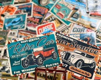 Retro Car Stickers: Vintage Motor Decals (55pcs)