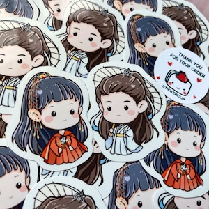 Die längsten Versprechen Aufkleber, Yuguyao Chibi Aufkleber, Shiating, Zhuyan süße Aufkleber, Xiaozhan Renmin Anime Abziehbilder für Laptop iPad Telefon