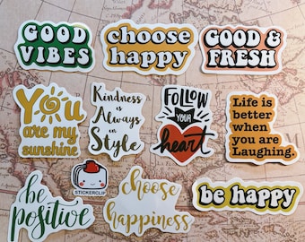 10 PCS Inspirational Quote Stickers, Mental Health Motivational Words, Laptop Decals Bundle - Stickerclip