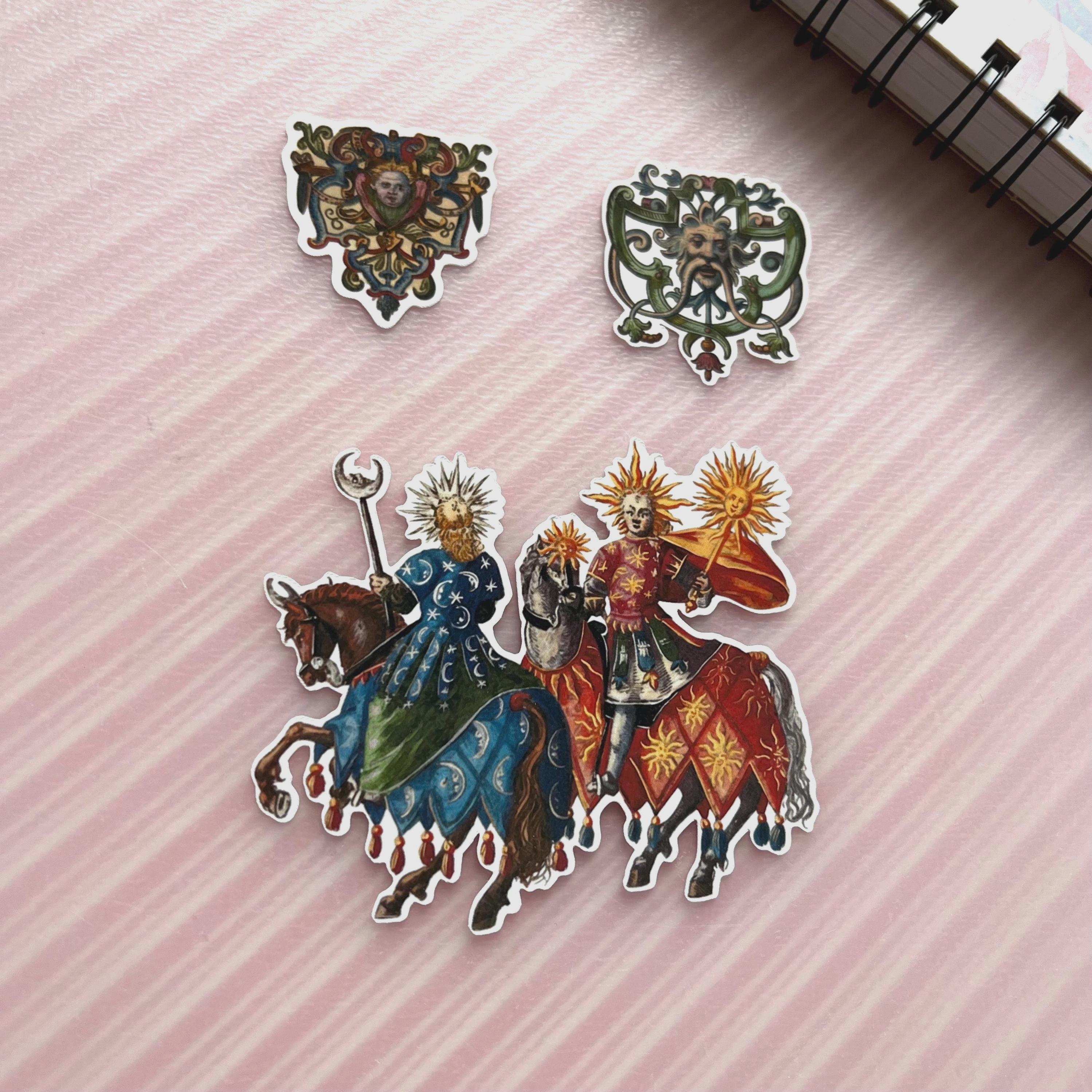 Medieval Knight and Lady Rider Stickers, Renaissance Mythology Art (51 ...