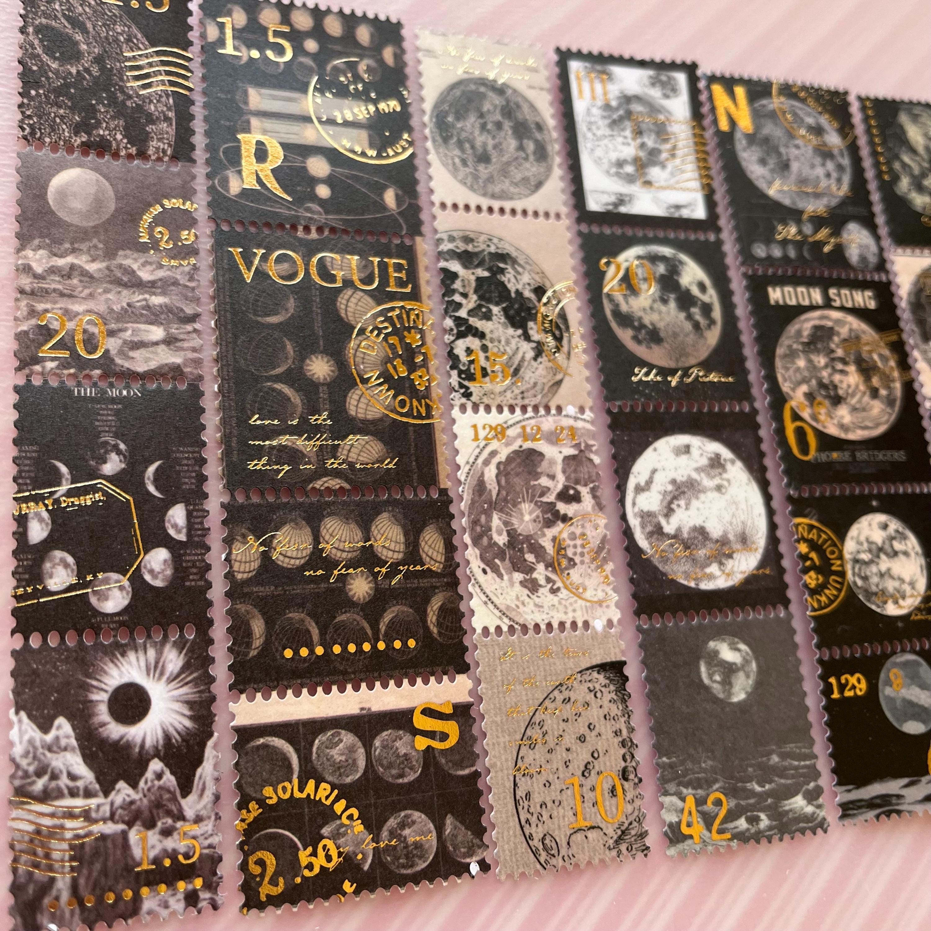 Moon Foil Washi Stamp Sticker Pack 60PCS: Galaxy, Planets, Space ...