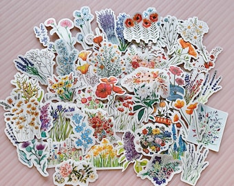 flower matte stickers,plants Sticker Pack, Journal, Scrapbook, notebook,laptop stickers, decorative decals