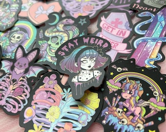 Kawaii Halloween Stickers: Gothic Horror Laptop Decals (56pcs)