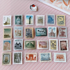 Pegatinas mate con sellos vintage, paquete de pegatinas con sellos postales retro de viajes globales, correo postal, álbumes de recortes, cuadernos, computadoras portátiles, fabricación de tarjetas