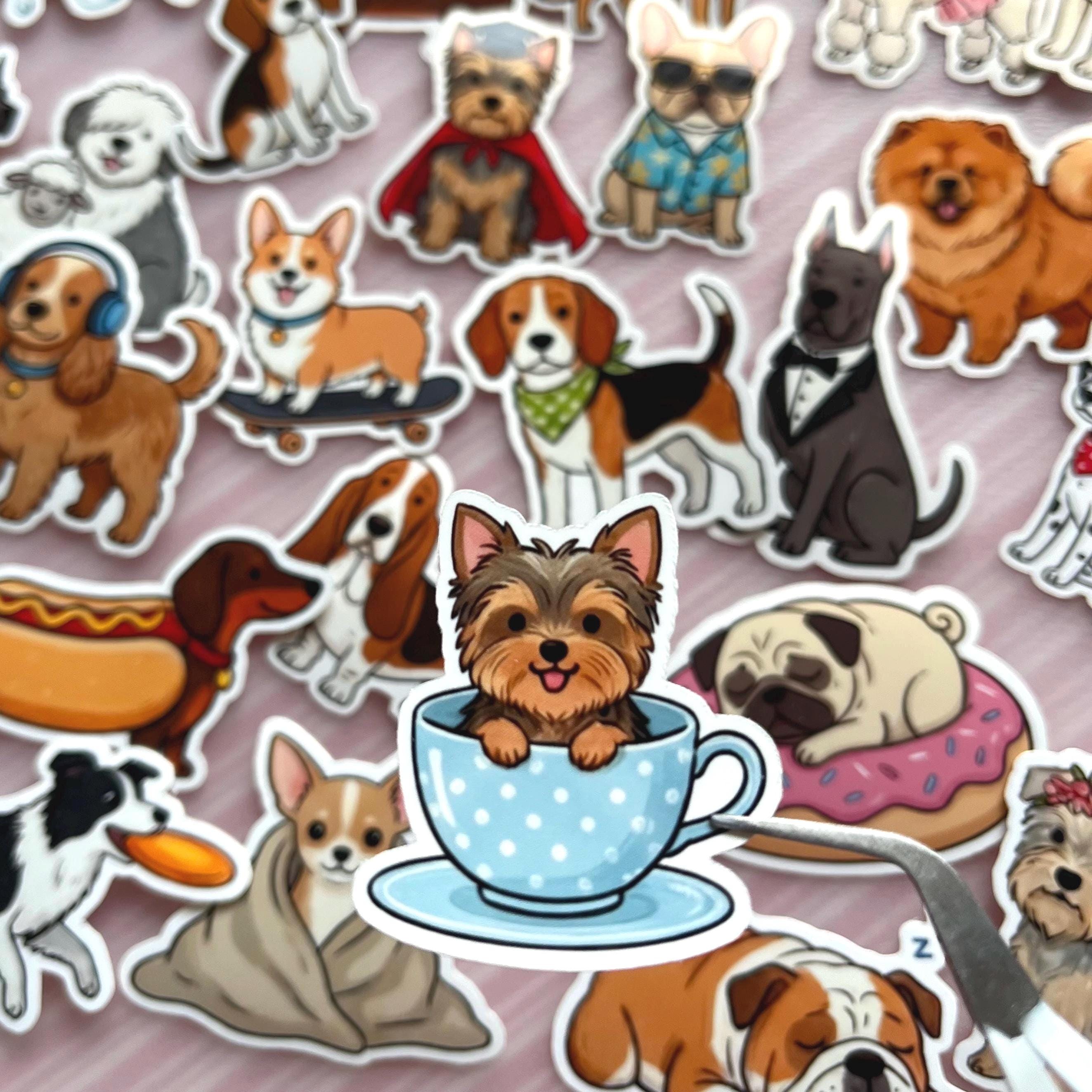 50 Pcs Cartoon Dog Stickers: Vinyl Puppy Sticker Set - Etsy