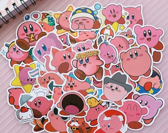 Kawaii Kirby Matte Sticker Pack, Laptop Decals