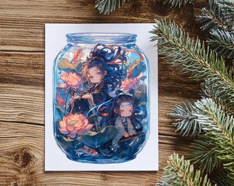 MDZS Chibi Sticker: Wei Wuxian & Lan Wangji Lotus Jar