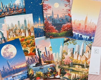 New York City Sticker & Postcard Set: Travel Art Prints, USA Landmarks