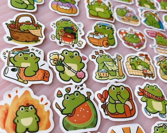 Conjunto de adesivos de sapo kawaii: adesivos à prova d'água para laptop