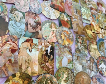 Alphonse Mucha Stickers: Art Nouveau Scrapbooking, Laptop Decals (54pcs)