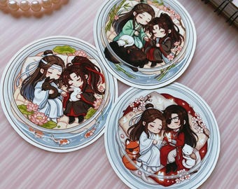 Pegatinas holográficas Danmei Chibi, calcomanías para laptop de 3 pulgadas (BL)