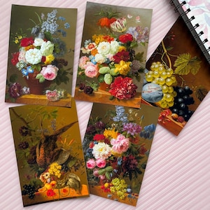 Floral Still Life Postcard Set of 5PCS Arnoldus Bloemers Classical Fruit & Flower Art Prints