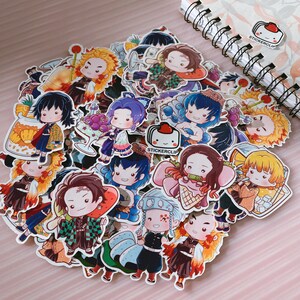 Cute Chibi Stickers Set, Glossy Kawaii Cartoon Decals for Laptops, food stickers