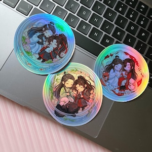 Danmei Chibi Holographic Stickers, BL 3inches Laptop Decals image 11