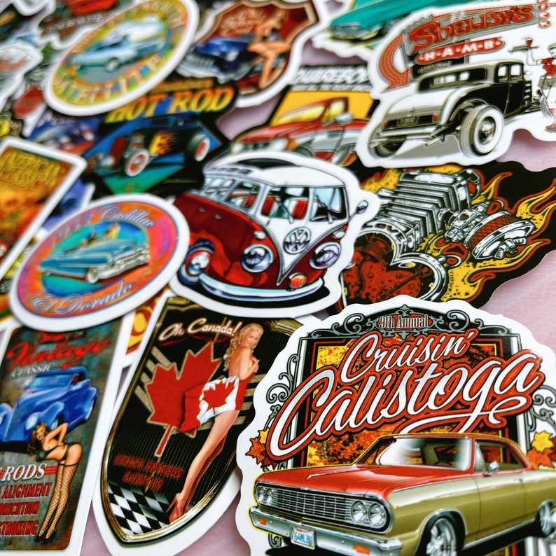 Vintage Hot Rod Stickers, Decals for Laptop, Skateboard (50pcs) - Etsy