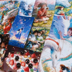 Cartes postales d'anime, Impressions d'anime kawaii, Mini art mural dragon, Jolies cartes postales et Stickers anime