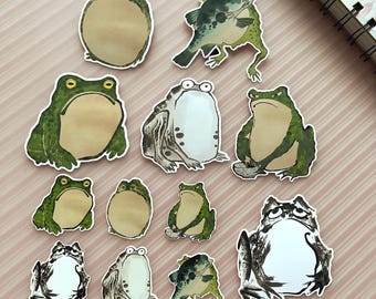 Frog Sticker Set, Toad Ink Painting Vinyl Decals