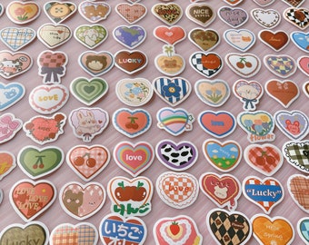 100 PCS Heart Stickers, Glossy Vinyl Planner Decals