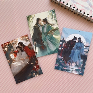 Boy Love Danmei Anime Aufkleber, MXTX Trilogy Family Drucke und Aufkleber, TGWF Postkarten MDZS Aufkleber, Cdrama Chibi Wandkunst