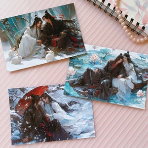 Ensemble d'autocollants pour cartes postales BL, impressions Boy Love, mini impressions Danmei, cartes postales MDZS